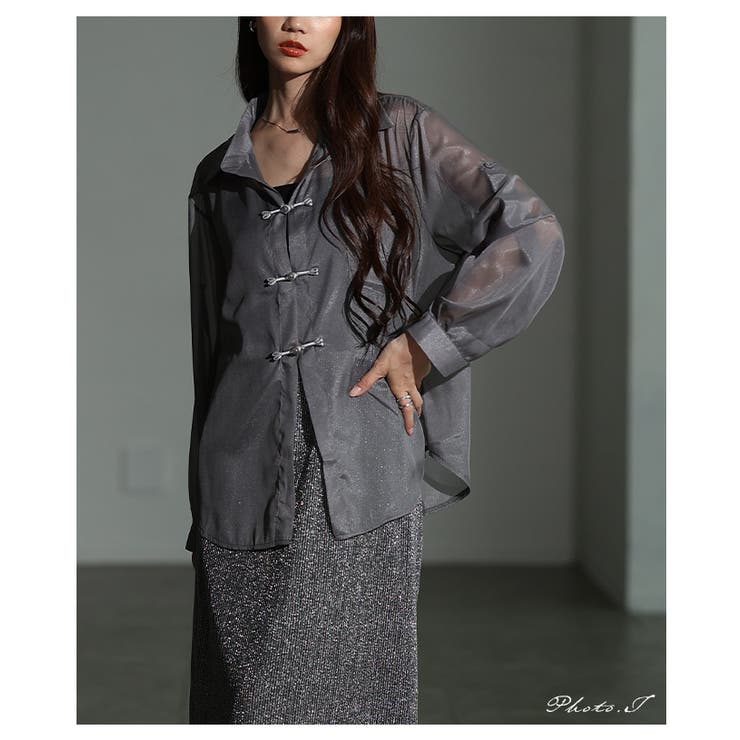 絶妙ニュアンス飾るチャイナボタン風シアーシャツ レディース ファッション | Sawa a la mode | 詳細画像2 