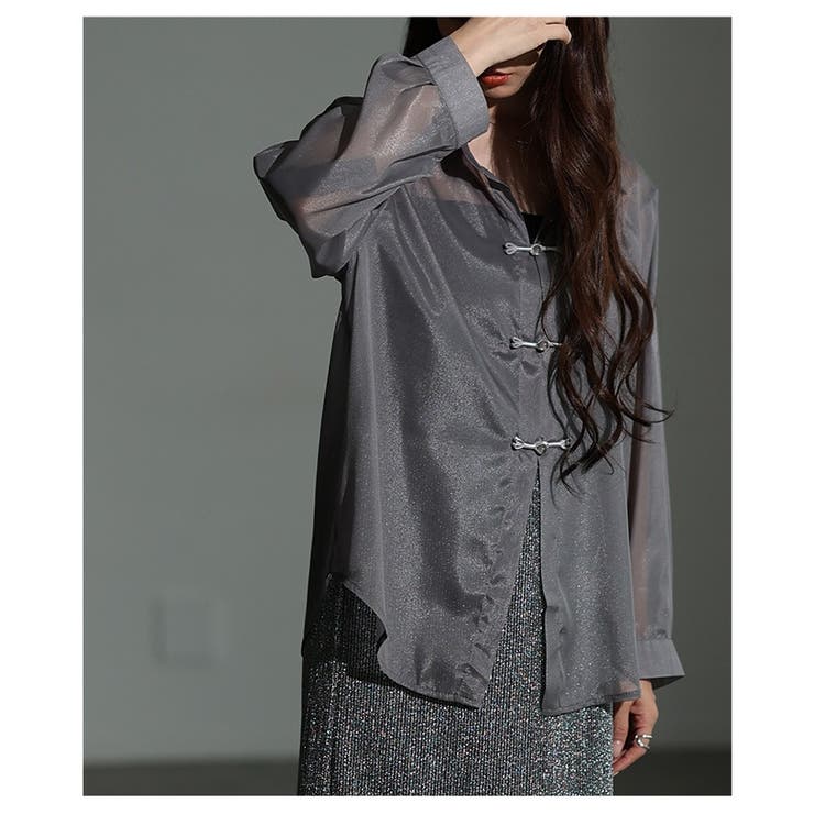 絶妙ニュアンス飾るチャイナボタン風シアーシャツ レディース ファッション | Sawa a la mode | 詳細画像4 