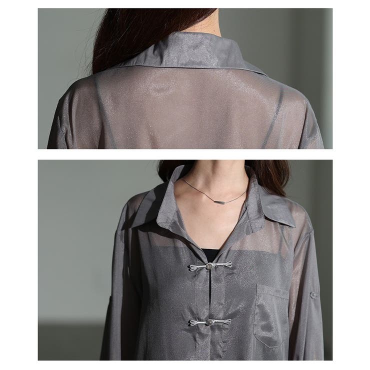 絶妙ニュアンス飾るチャイナボタン風シアーシャツ レディース ファッション | Sawa a la mode | 詳細画像5 