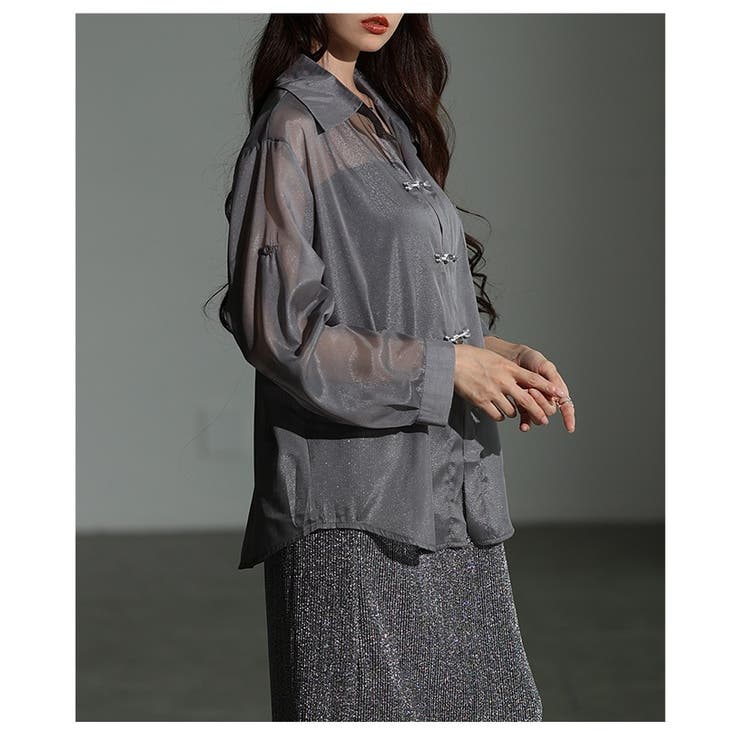 絶妙ニュアンス飾るチャイナボタン風シアーシャツ レディース ファッション | Sawa a la mode | 詳細画像8 