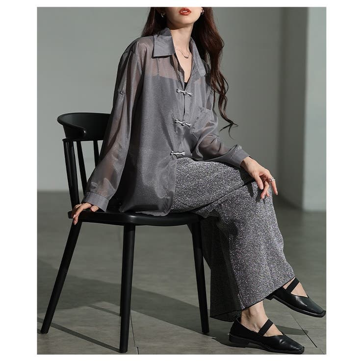 絶妙ニュアンス飾るチャイナボタン風シアーシャツ レディース ファッション | Sawa a la mode | 詳細画像9 