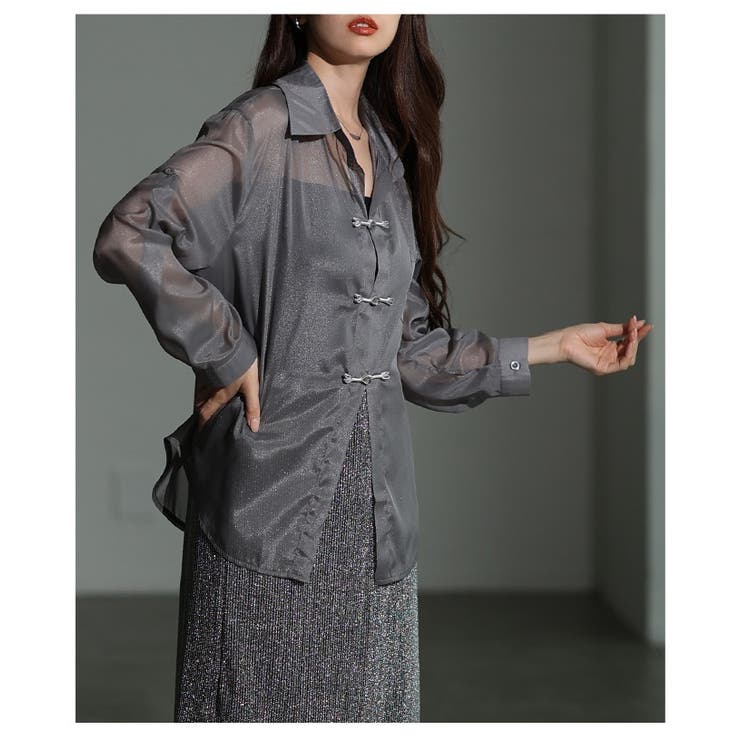 絶妙ニュアンス飾るチャイナボタン風シアーシャツ レディース ファッション | Sawa a la mode | 詳細画像12 