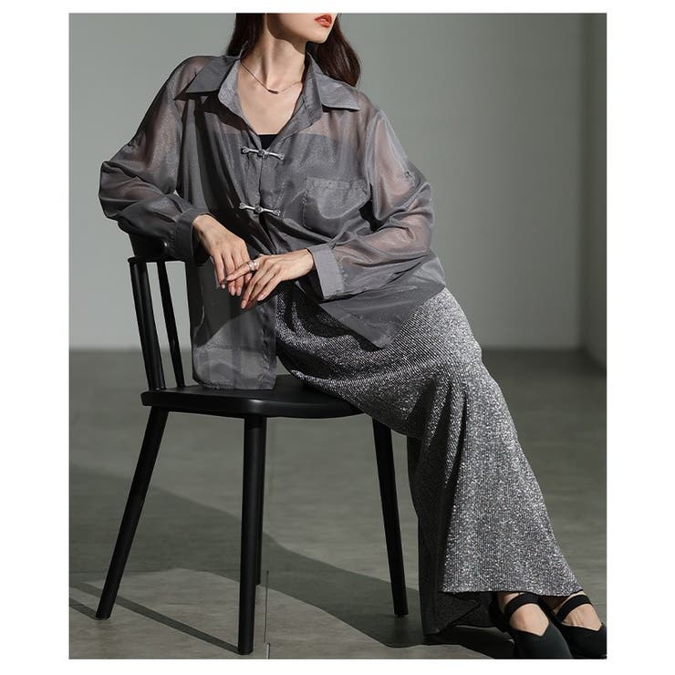 絶妙ニュアンス飾るチャイナボタン風シアーシャツ レディース ファッション | Sawa a la mode | 詳細画像15 