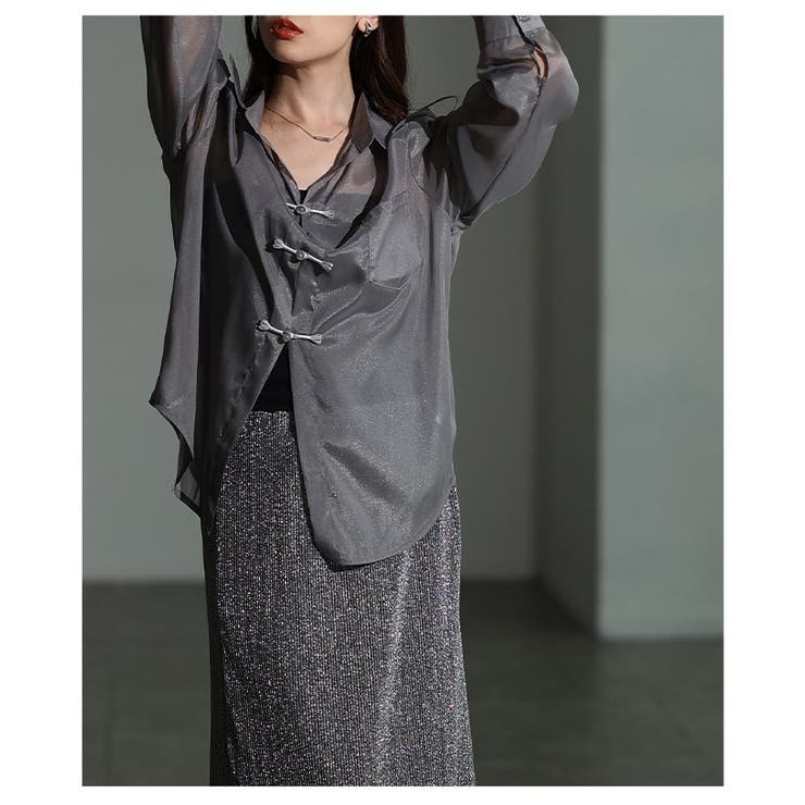 絶妙ニュアンス飾るチャイナボタン風シアーシャツ レディース ファッション | Sawa a la mode | 詳細画像18 