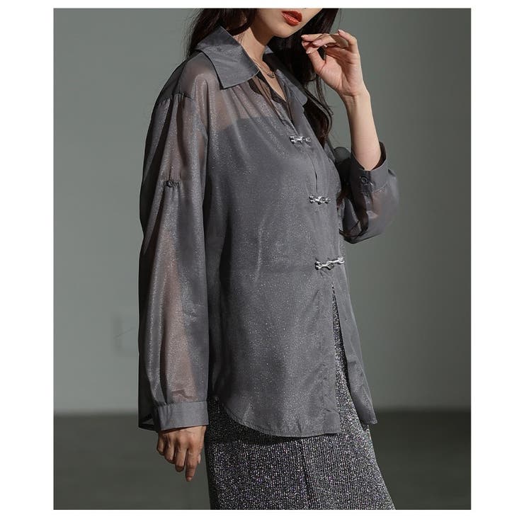 絶妙ニュアンス飾るチャイナボタン風シアーシャツ レディース ファッション | Sawa a la mode | 詳細画像21 