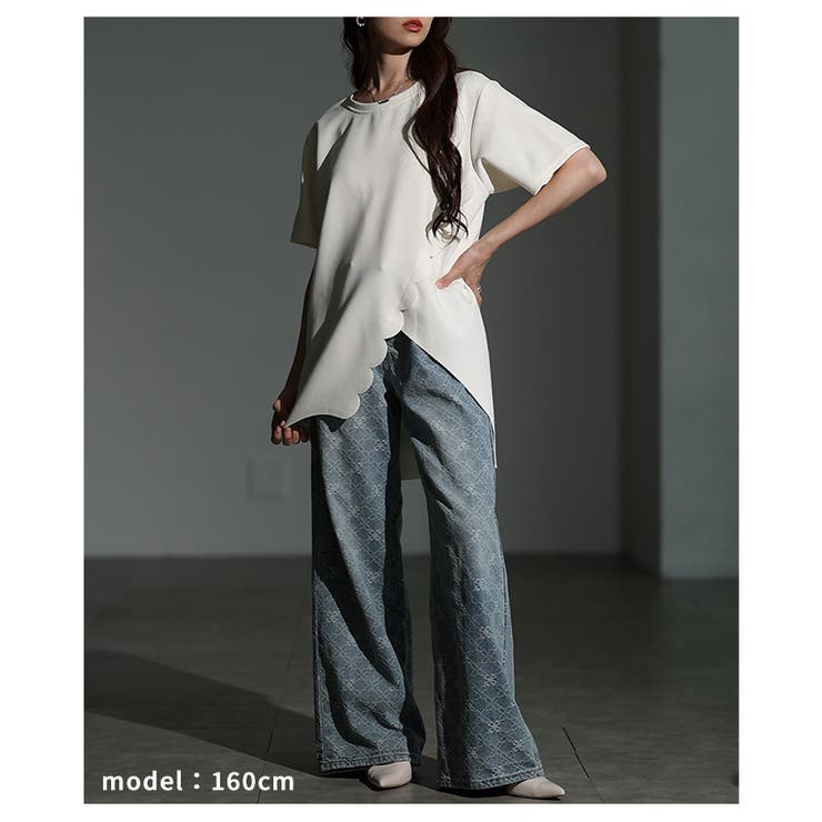 スカラップカットアシンメトリーカットソーチュニック レディース ファッション | Sawa a la mode | 詳細画像7 