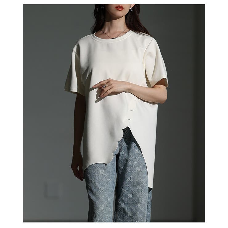 スカラップカットアシンメトリーカットソーチュニック レディース ファッション | Sawa a la mode | 詳細画像9 