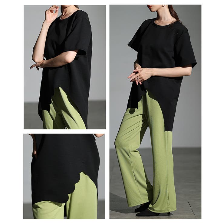 スカラップカットアシンメトリーカットソーチュニック レディース ファッション | Sawa a la mode | 詳細画像19 