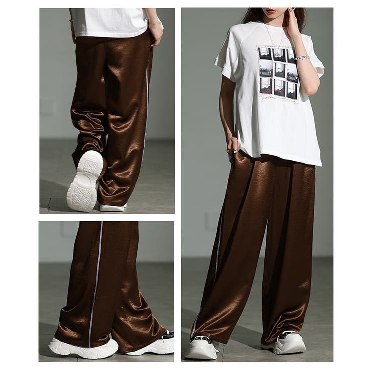 格上げするサイドラインサテンイージーワイドパンツ レディース ファッション | Sawa a la mode | 詳細画像21 
