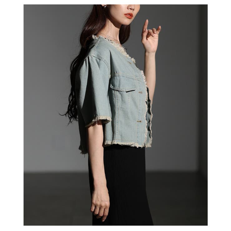 大人が似合うエレガントフリンジデニムジャケット レディース ファッション | Sawa a la mode | 詳細画像9 