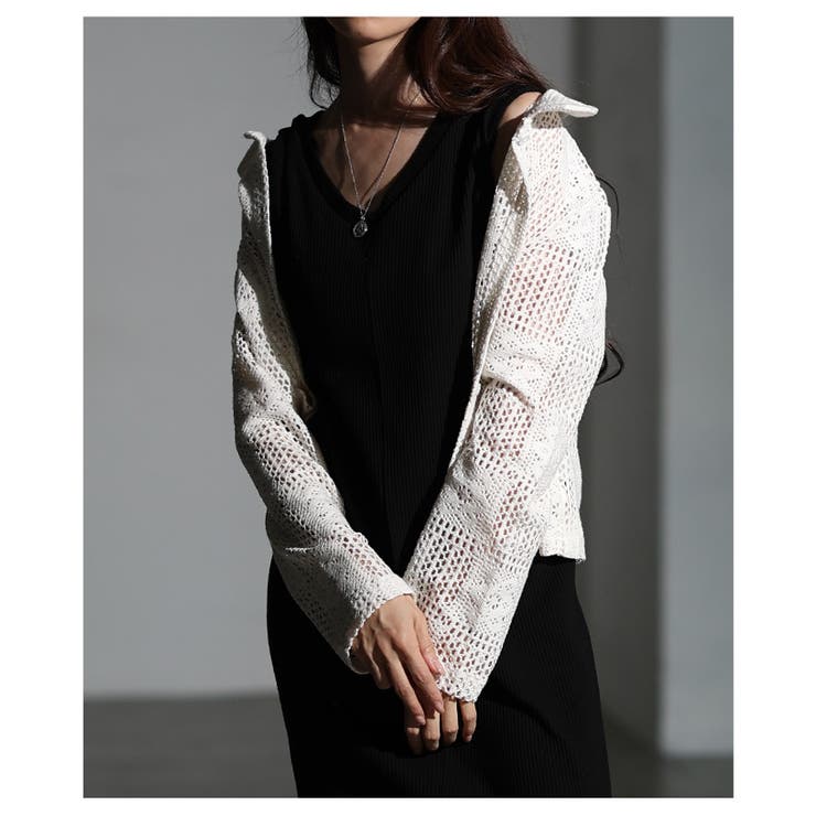 涼しく重ねるクロシェ編みシャツトップス レディース ファッション | Sawa a la mode | 詳細画像4 