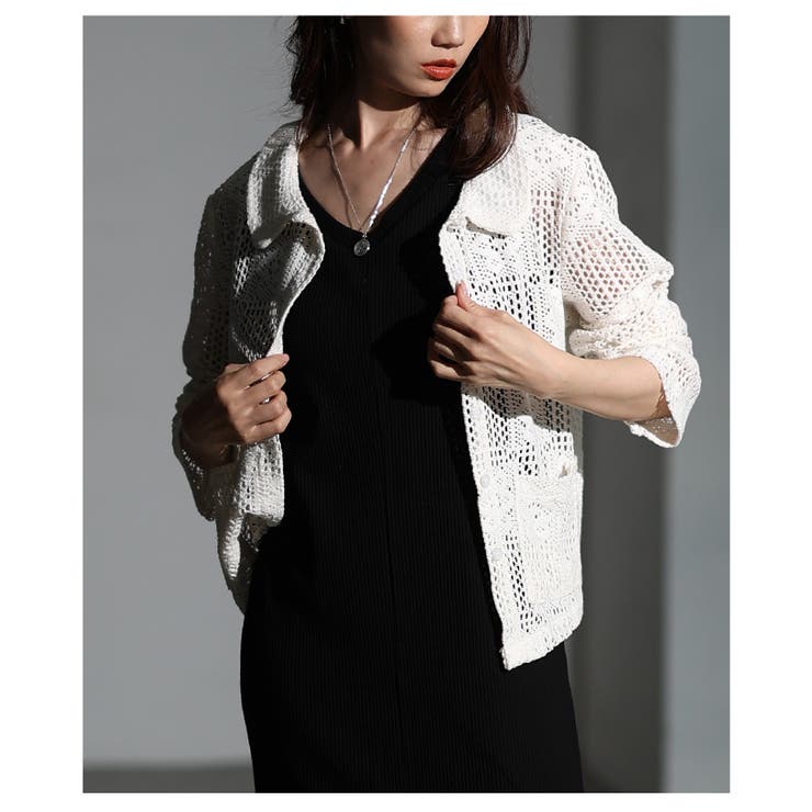 涼しく重ねるクロシェ編みシャツトップス レディース ファッション | Sawa a la mode | 詳細画像9 