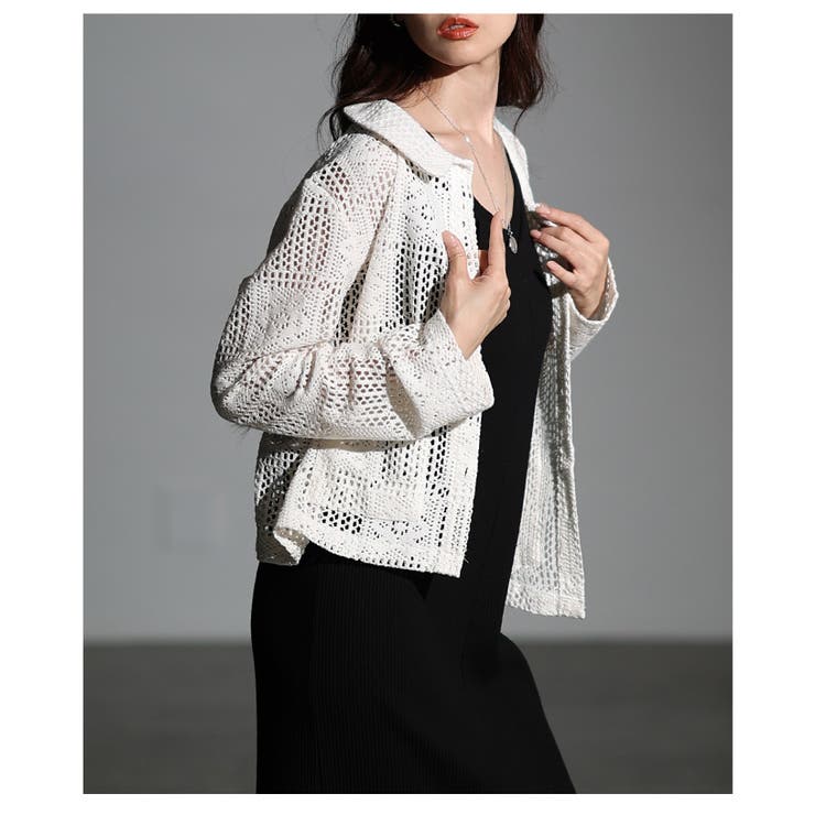 涼しく重ねるクロシェ編みシャツトップス レディース ファッション | Sawa a la mode | 詳細画像16 