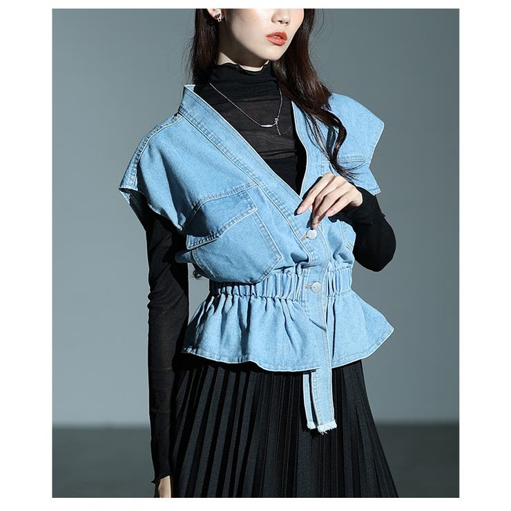 重ねるだけで即オシャレ見えなペプラムデニムベスト レディース ファッション | Sawa a la mode | 詳細画像16 