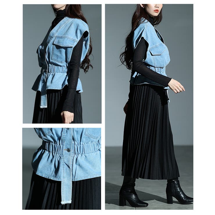 重ねるだけで即オシャレ見えなペプラムデニムベスト レディース ファッション | Sawa a la mode | 詳細画像17 