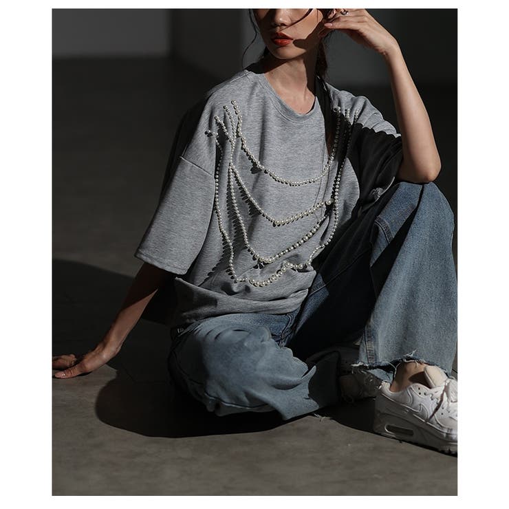 ネックレスのように艶めき輝くパール付きカットソー レディース ファッション | Sawa a la mode | 詳細画像16 