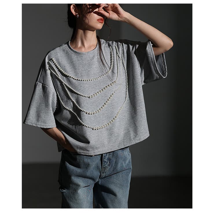 ネックレスのように艶めき輝くパール付きカットソー レディース ファッション | Sawa a la mode | 詳細画像19 