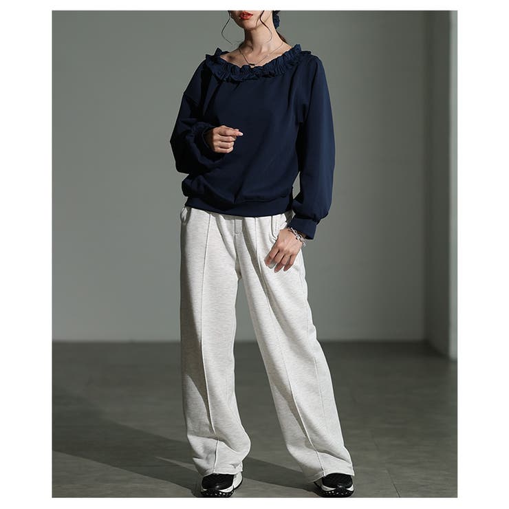 フェミニンを添えるシュシュ付きフリルネックプルオーバー レディース ファッション | Sawa a la mode | 詳細画像4 