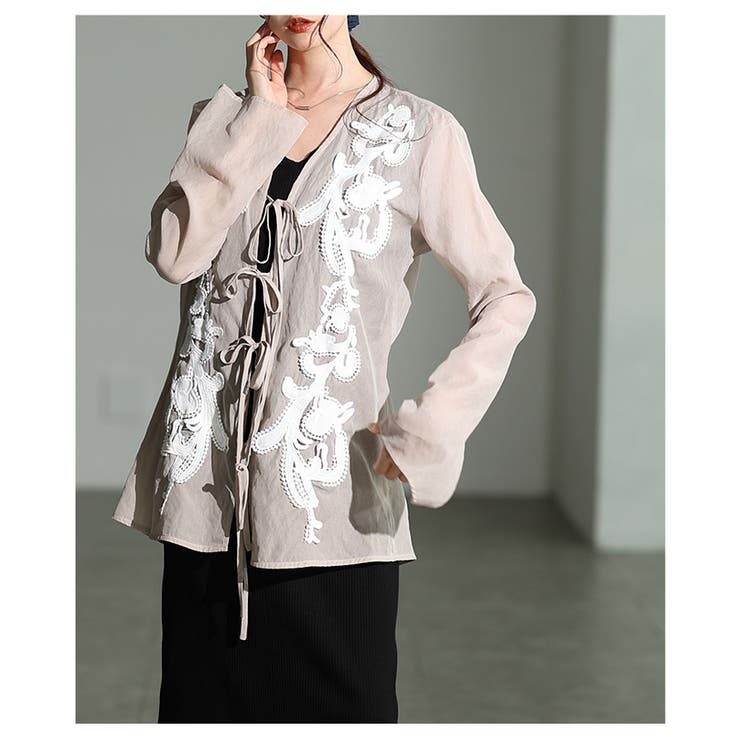 華やぐ魔法を纏うペイズリー調レースシアー重ね着トップス レディース ファッション | Sawa a la mode | 詳細画像7 