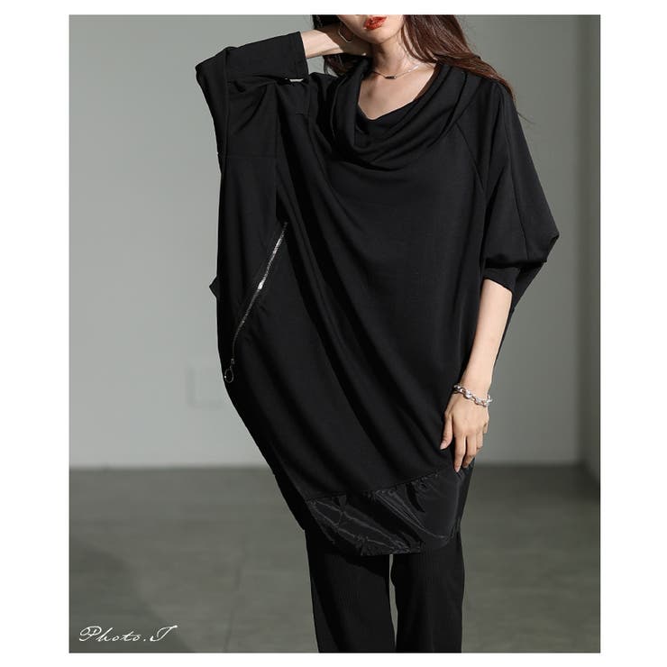 一歩先を行く異素材アシンメトリータートルチュニック レディース ファッション | Sawa a la mode | 詳細画像2 