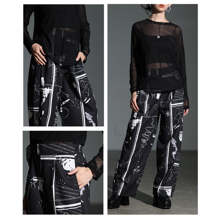 アーティスティックなペイント柄ワイドパンツ レディース ファッション | Sawa a la mode | 詳細画像17 