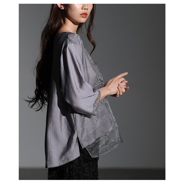 上品な存在感を醸し出すフラワー刺繍×シアーレイヤードブラウス レディース ファッ… | Sawa a la mode | 詳細画像4 