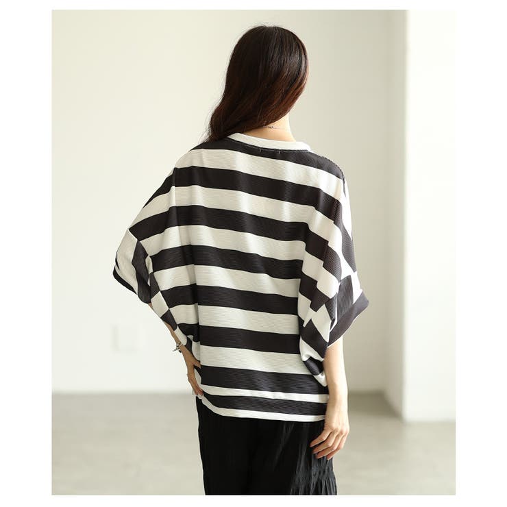 ラフなのにお洒落に決まるボーダーコクーントップス レディース ファッション | Sawa a la mode | 詳細画像12 
