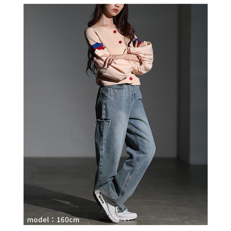 ポップで可愛いボリュームスリーブトリコロールカーディガン レディース ファッショ… | Sawa a la mode | 詳細画像13 