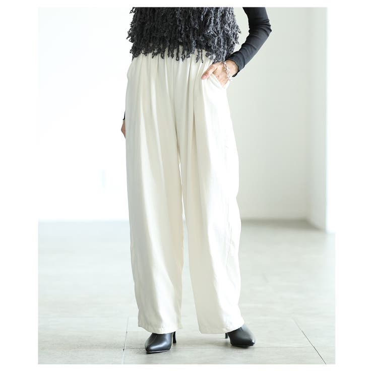 自分サイズが見つかるタックワイドパンツ レディース ファッション | Sawa a la mode | 詳細画像9 