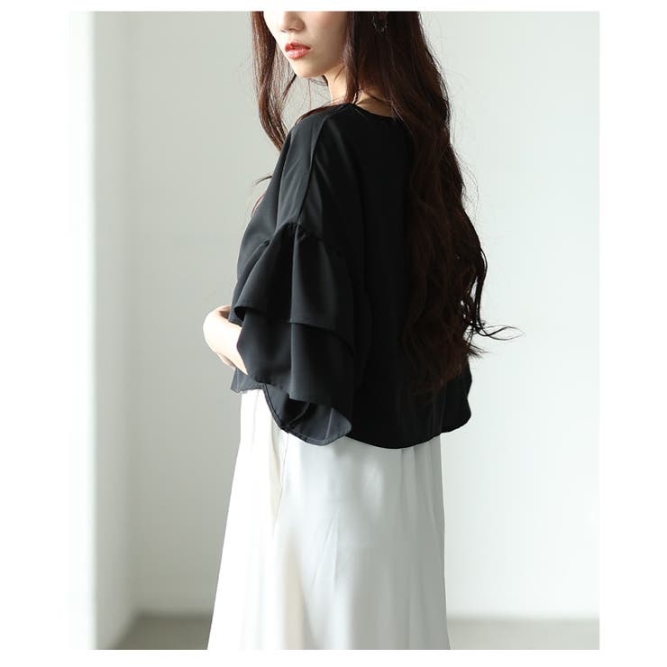 ティアードスリーブトップス＆裾ボーダーロングワンピース2点セット レディース フ… | Sawa a la mode | 詳細画像16 