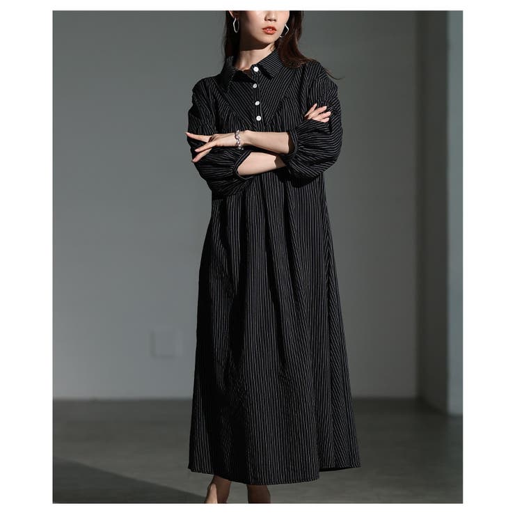 シルエットを変えて楽しめるストライプ柄シャツワンピース レディース ファッション | Sawa a la mode | 詳細画像4 