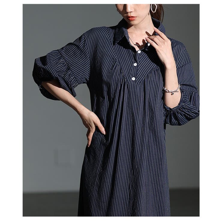 シルエットを変えて楽しめるストライプ柄シャツワンピース レディース ファッション | Sawa a la mode | 詳細画像14 