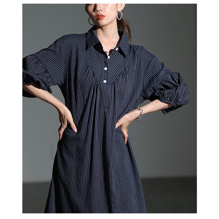 シルエットを変えて楽しめるストライプ柄シャツワンピース レディース ファッション | Sawa a la mode | 詳細画像19 