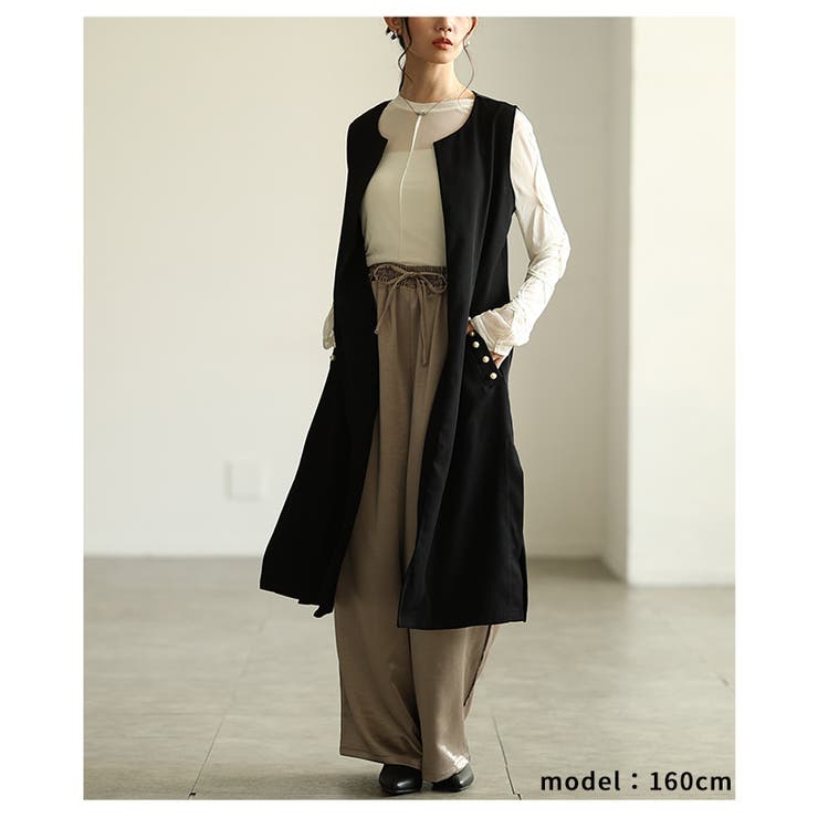 上品にコーデを格上げするパールポケットロングジレ レディース ファッション | Sawa a la mode | 詳細画像7 