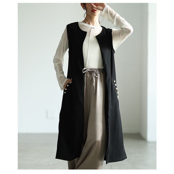 上品にコーデを格上げするパールポケットロングジレ レディース ファッション | Sawa a la mode | 詳細画像19 