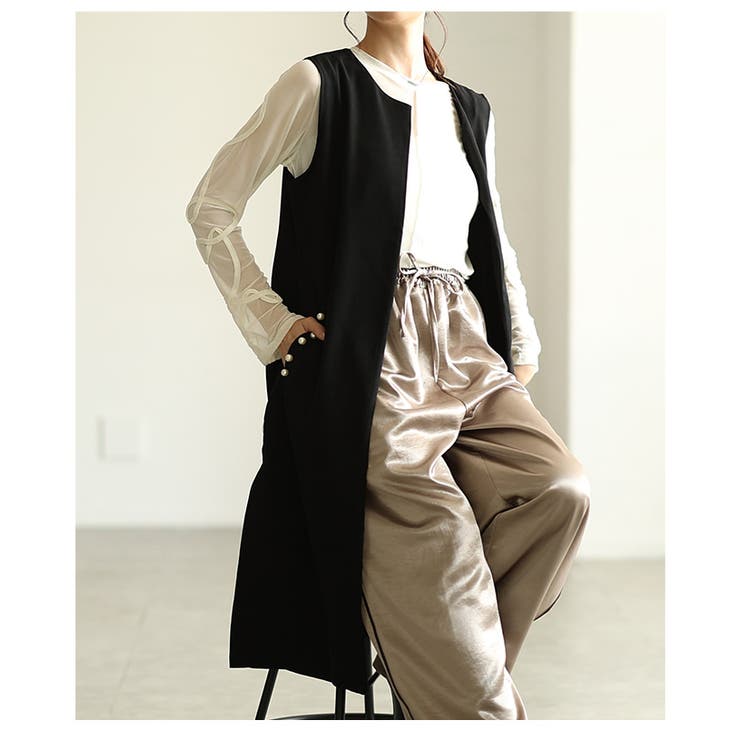 上品にコーデを格上げするパールポケットロングジレ レディース ファッション | Sawa a la mode | 詳細画像21 