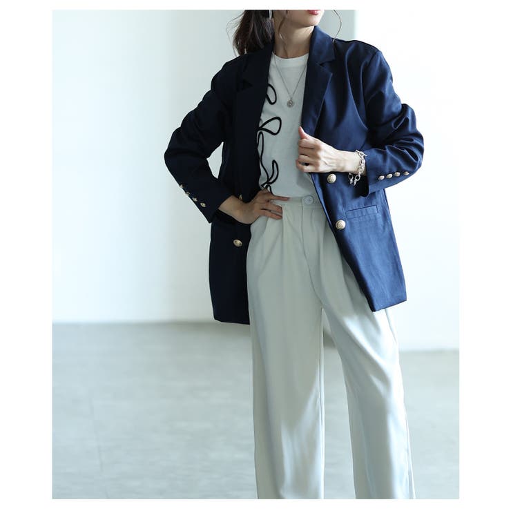 プレッピーマニッシュなブレザーダブルジャケット レディース