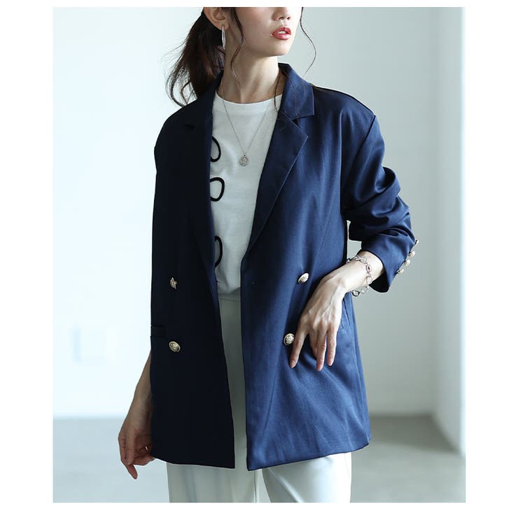 プレッピーマニッシュなブレザーダブルジャケット レディース ファッション | Sawa a la mode | 詳細画像22 