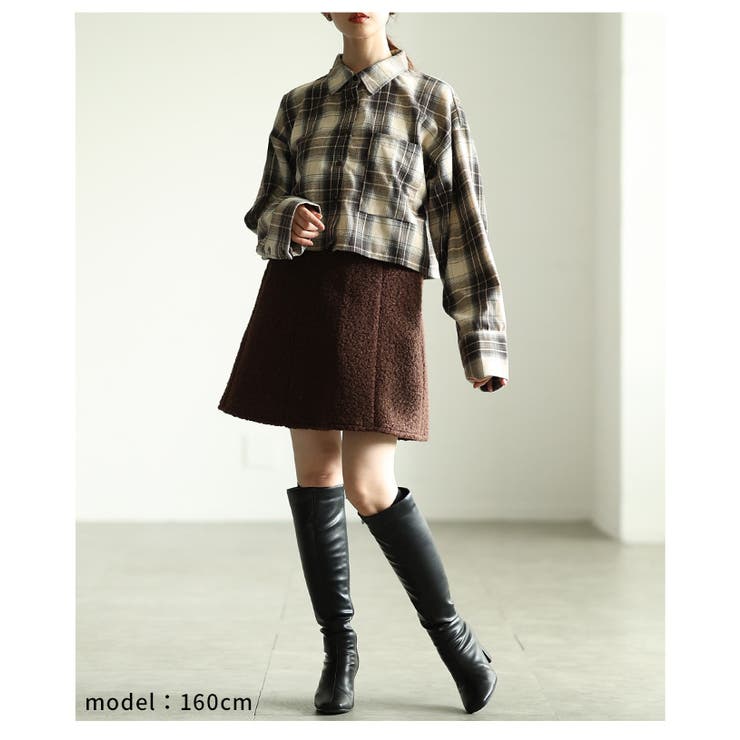暖かみを感じる起毛チェックショート丈ポケットシャツ レディース ファッション | Sawa a la mode | 詳細画像13 
