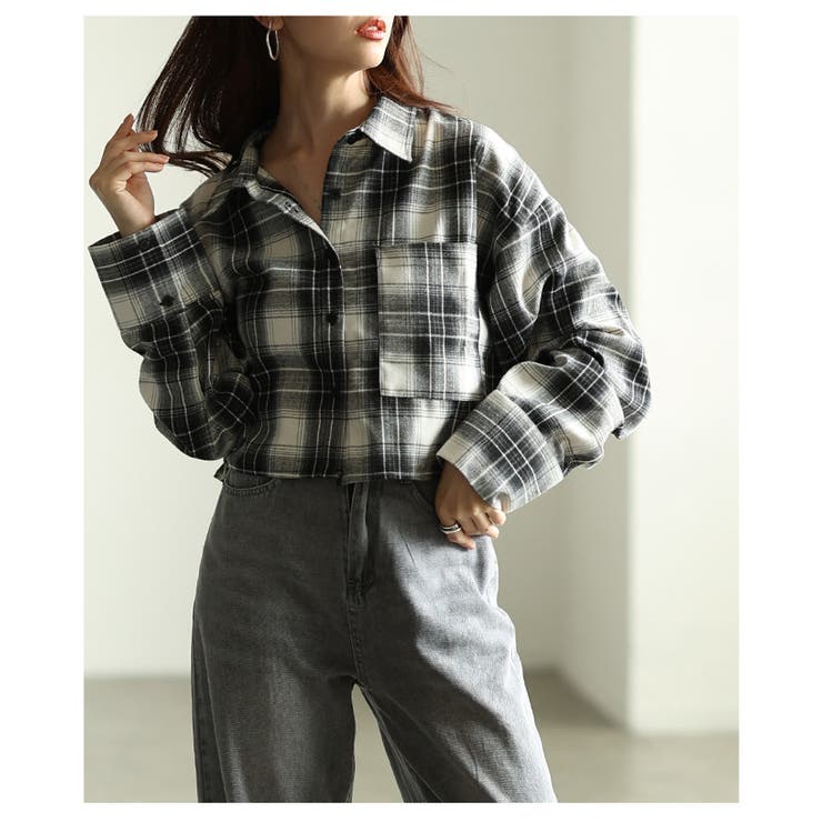 暖かみを感じる起毛チェックショート丈ポケットシャツ レディース ファッション | Sawa a la mode | 詳細画像15 