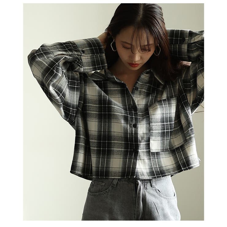 暖かみを感じる起毛チェックショート丈ポケットシャツ レディース ファッション | Sawa a la mode | 詳細画像20 