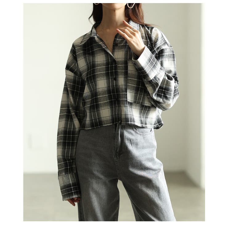 暖かみを感じる起毛チェックショート丈ポケットシャツ レディース ファッション | Sawa a la mode | 詳細画像22 