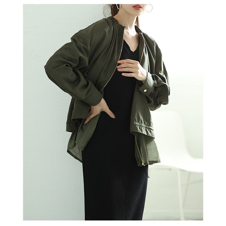 ミリタリー×フェミニンな異素材バックテープブルゾン レディース ファッション | Sawa a la mode | 詳細画像8 