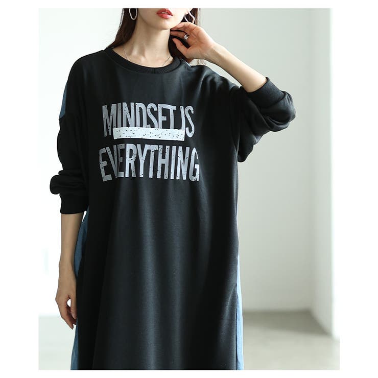 ギャップを楽しむスウェット×デニムプルオーバーワンピース レディース ファッショ… | Sawa a la mode | 詳細画像14 