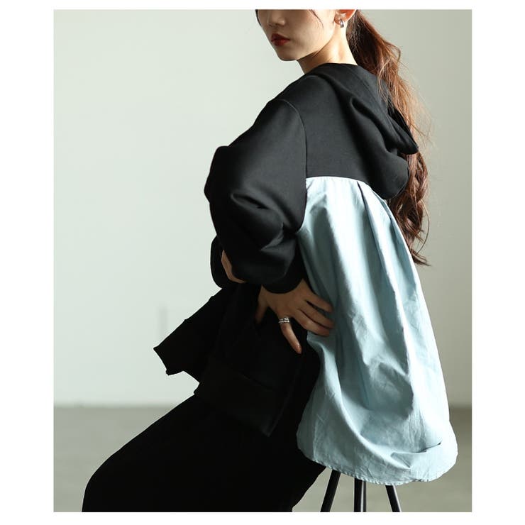 後ろ姿で差をつける異素材切替バックタックデザインパーカー レディース ファッション | Sawa a la mode | 詳細画像14 