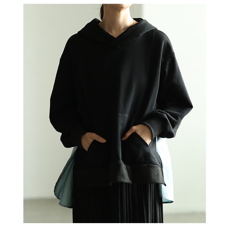 後ろ姿で差をつける異素材切替バックタックデザインパーカー レディース ファッション | Sawa a la mode | 詳細画像16 