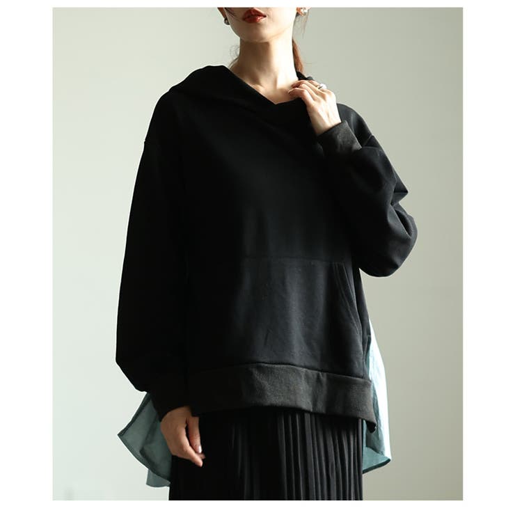 後ろ姿で差をつける異素材切替バックタックデザインパーカー レディース ファッション | Sawa a la mode | 詳細画像20 