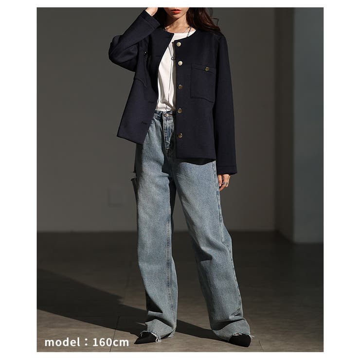 大人リュクスな品格纏うノーカラーストレッチジャケット レディース ファッション | Sawa a la mode | 詳細画像7 
