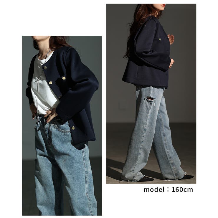 大人リュクスな品格纏うノーカラーストレッチジャケット レディース ファッション | Sawa a la mode | 詳細画像10 
