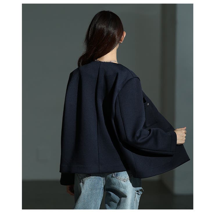 大人リュクスな品格纏うノーカラーストレッチジャケット レディース ファッション | Sawa a la mode | 詳細画像13 